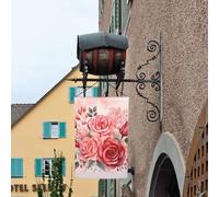 Bandiera stagionale da giardino bifacciale, 12 x 18 pollici, con rose piccole, per esterni, decorazione floreale stagionale da fattoria, bandiera per casa delle vacanze