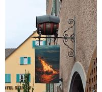 Bandiera stagionale da giardino bifacciale, 12 x 18 pollici, Fire By The Sea, piccola, per esterni, decorazione floreale stagionale da fattoria, bandiera per casa delle vacanze