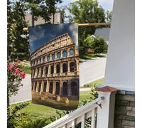 Bandiera stagionale da giardino bifacciale 28 x 40 pollici, architettura antica, piccole bandiere da cortile per esterni, bandiera stagionale da fattoria floreale, decorazione per esterni, bandiera