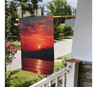 Bandiera stagionale da giardino bifacciale, 28 x 40 pollici, bandiera da giardino piccola, con tramonto rosso fuoco, per esterni, bandiera da giardino floreale stagionale da fattoria, decorazione pe