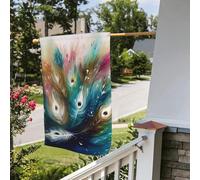 Bandiera stagionale da giardino bifacciale, 28 x 40 pollici, con bellissime piume astratte, piccole bandiere da cortile per esterni, bandiera stagionale da fattoria floreale, decorazione per esterni