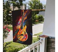 Bandiera stagionale da giardino bifacciale, 28 x 40 pollici, con chitarra astratta, piccole bandiere da cortile per esterni, bandiera stagionale da fattoria floreale, decorazione per esterni, bandie