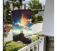 Bandiera stagionale da giardino bifacciale, 28 x 40 pollici, con cielo anime, piccole bandiere da cortile per esterni, bandiera stagionale da fattoria floreale, decorazione per esterni, bandiera per