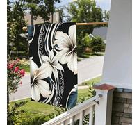 Bandiera stagionale da giardino bifacciale 28 x 40 pollici con fiori bianchi e neri, piccole bandiere da cortile per esterni, bandiera stagionale da fattoria floreale da cortile, decorazione per est