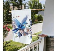 Bandiera stagionale da giardino bifacciale 28 x 40 pollici con fiori blu e uccelli, piccole bandiere da cortile per esterni, bandiera stagionale da fattoria floreale per cortile, decorazione per est