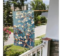 Bandiera stagionale da giardino bifacciale 28 x 40 pollici con fiori di mandorlo, piccole bandiere da cortile per esterni, bandiera stagionale da fattoria floreale, decorazione per esterni, bandiera