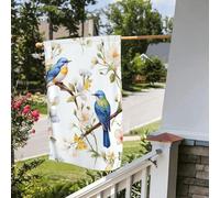 Bandiera stagionale da giardino bifacciale, 28 x 40 pollici, con fiori e uccelli acquerellati, piccole bandiere da giardino per esterni, bandiera stagionale da fattoria floreale, decorazione per est