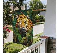 Bandiera stagionale da giardino bifacciale, 28 x 40 pollici, con motivo leopardo della giungla, piccole bandiere da cortile per esterni, bandiera stagionale da fattoria floreale, decorazione per est