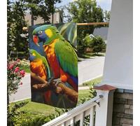 Bandiera stagionale da giardino bifacciale, 28 x 40 pollici, con uccelli e pappagalli dipinti, piccole bandiere da cortile per esterni, bandiera stagionale da fattoria floreale, decorazione per este
