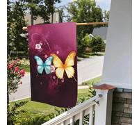 Bandiera stagionale da giardino bifacciale 28 x 40 pollici, farfalla dell'amore, piccole bandiere da cortile per esterni, bandiera stagionale da fattoria floreale, decorazione per esterni, bandiera