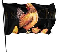 Bandiera stagionale da giardino con gallina e pulcini, bandiera familiare 3 x 5 piedi decorazioni per la casa all'aperto