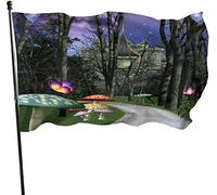 Bandiera stagionale della foresta incantata e del giardino del castello, bandiera dimostrativa 3 x 5 piedi decorazioni per la casa all'aperto