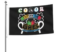 Bandiera Stampa Bandiere Da Balcone Color Outside The Lines Autismawareness Resistente Allo Scolorimento Flag Per Celebrazione Giardino Esterno 90X150Cm