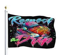 Bandiera Stampa Bandiere Da Giardino Respect The Drip Baseball Catcher Mask Cream Durevole Flag Per Giardino Interno Ristoranti 90X150Cm