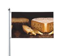 Bandiera stampata a doppia faccia con formaggio (91,4 x 152,4 cm), grande bandiera da giardino, bandiera decorativa per esterni festivi