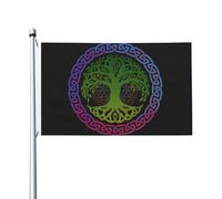 Bandiera stampata con mitologia norrena vichinga, celtica, albero della vita, 3x5 piedi, giardino, cortile, prato, patio, casa, dormitorio, decorazione per la casa, per interni ed esterni-587590959