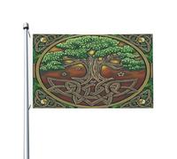 Bandiera stampata con mitologia norrena vichinga, celtica, albero della vita, 3x5 piedi, giardino, cortile, prato, patio, casa, dormitorio, decorazione per la casa, per interni ed esterni, 587590958,