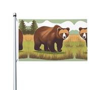 Bandiera stampata con orso bruno che cammina per feste all'aperto (91,4 x 152,4 cm) - ideale per giardino, cortile e decorazioni natalizie
