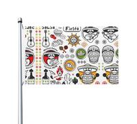 Bandiera stampata con simboli della salsa messicana, 9,6 x 1,5 m, decorazione per feste, con occhielli, adatta per uso interno ed esterno