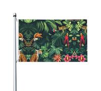 Bandiera stampata su entrambi i lati con creature della foresta tropicale, 9 x 1,5 m, decorazione per feste, con occhielli, adatta per feste e decorazioni per patio