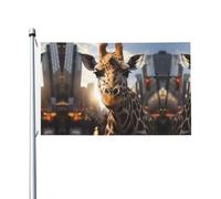 Bandiera stampata su entrambi i lati con giraffa di New York (91,4 x 152,4 cm), grande bandiera da giardino, bandiera decorativa per esterni festivi