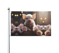 Bandiera stampata su entrambi i lati, con stampa di maialini, con occhielli, adatta per feste e decorazioni per patio, 9 x 1,5 m