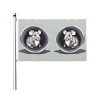 Bandiera stampata su entrambi i lati con topo nel buco, decorazione per feste, con occhielli, adatta per feste e decorazioni per patio