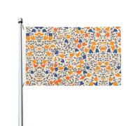 Bandiera stampata su entrambi i lati in tessuto floreale blu con occhielli, ideale per feste e decorazioni da patio, 9 x 1,5 m