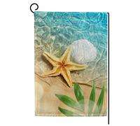 Bandiera Starfish and Seashell on the Summer Beach Classica Bandiere da giardino Resistente allo Scolorimento Striscioni di Bunting per Bar All'aperto 30x45cm