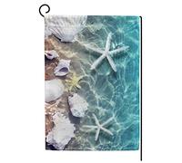 Bandiera Starfish Coral Seashell on Summer Beach Colori Vivaci Bandiere da giardino Decorative Flag per Parata Celebrazione 30x45cm