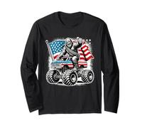 Bandiera statunitense Americana con Monster Truck Sasquatch Bigfoot Patriotic Maglia a Manica