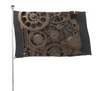 Bandiera Steampunk con ingranaggi meccanici, 119,4 x 177,8 cm, stampa su entrambi i lati, bandiera decorativa da giardino, non sbiadisce, con occhielli in ottone, sfondo fotografico da appendere per