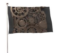 Bandiera Steampunk con ingranaggi meccanici, 152,4 x 243,8 cm, stampa su entrambi i lati, bandiera decorativa da giardino, non sbiadisce, con occhielli in ottone, sfondo fotografico da appendere per