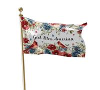 Bandiera Stendardo Uccello Cardinale Rosso Bianco Blu Fiore Dio benedica l'America
