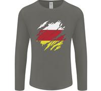 Bandiera Strappata Ossezia Del Sud Uomo Maglietta A Maniche Lunghe