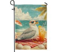 Bandiera Summer Beach Seagull Cool Gray Gull In Glasses Patio Bandiera Di Benvenuto Decorazione Striscione All'Aperto, Per Celebrazioni, Eventi, Feste Estive, 30x45cm