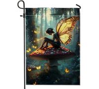 Bandiera Summer Enchanted Butterfly Fairy Trees con Occhielli Bandiere Rinforzo Flag per Conferenza Interno 30x45cm