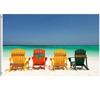 Bandiera Summer Exotic Tropical Colorful Chairs On Beach Sea Nature Bandiera In Poliestere Prova Di Sbiadimento Striscione All'Aperto, Per Feste Strada, Balcone, Celebrazioni, 90x150cm