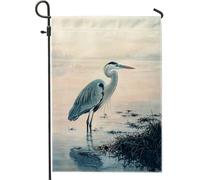 Bandiera Summer Watercolor Heron Blue Gray Shore Bird Bandiera Di Benvenuto Tessuto Da Esterno Striscione All'Aperto, Per Feste Estive, Eventi, Feste Strada, 30x45cm