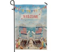 Bandiera Summer Welcome Deck Chairs With America Flagative Bandiera In Poliestere Prova Di Sbiadimento Striscione All'Aperto, Per Balcone, All'Aperto Al Coperto, Giardino, 30x45cm