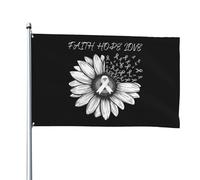 Bandiera Sunflower Lung Cancer Awareness Pearl Or White Ribbon Bandiera Pirata Colori Vivaci Decorazione Striscione All'Aperto, Per All'Aperto Al Coperto, Feste Estive, Feste Strada, 90x150cm
