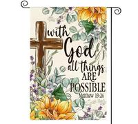 Bandiera Sunflower With God All Things Are Possible Flower Stagione Bandiera Decorazione Striscione All'Aperto, Per Feste Strada, Eventi, Feste Estive, 30x45cm