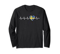 Bandiera svedese Heartbeat Design Love Sweden Maglia a Manica
