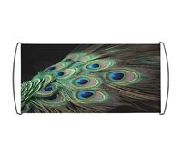 Bandiera sventolante a mano, bandiera a mano con stampa di piume di pavone verde, bandiera portatile con asta in plastica per uso domestico dei fan