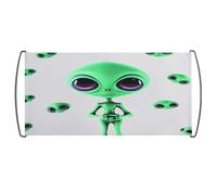 Bandiera sventolante a mano, bandiera tenuta in mano con stampa aliena verde, bandiera tenuta in mano portatile con palo in plastica per fan uso domestico