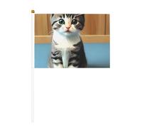 Bandiera sventolante a mano con gattino per camera da letto, 14 x 20 cm, confezione da 6, bandiera bifacciale con asta in plastica, mini striscione per eventi sportivi e celebrazioni