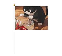 Bandiera sventolante a mano per acquari di gatti, 14 x 20 cm, confezione da 6, bandiera bifacciale con asta in plastica, mini striscione per eventi sportivi e celebrazioni