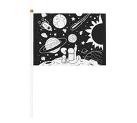 Bandiera sventolante a mano su entrambi i lati, con stampa astronauta, colori vivaci, per tornei sportivi e partite