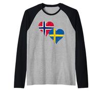 Bandiera Svezia e Norvegia per Orgoglio Svedese Norvegese Maglia con Maniche Raglan