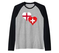 Bandiera Svizzera Inghilterra di Orgoglioso Svizzero Inglese Maglia con Maniche Raglan